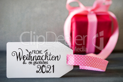 Pink Christmas Gift, Calligraphy Glueckliches 2021 Means Happy 2021