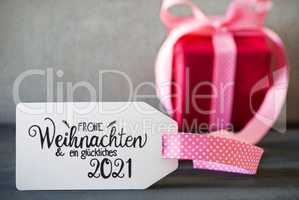 Pink Christmas Gift, Calligraphy Glueckliches 2021 Means Happy 2021