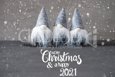 Santa Claus, Concrete Background, Snowflakes, Merry Christmas And A Happy 2021