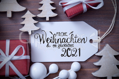 Gifts, Tree, Decoration, Label, Glueckliches 2021 Mean Happy 2021