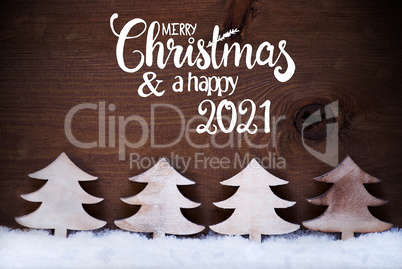 White Christmas Tree, Snow, Merry Christmas And Happy 2021