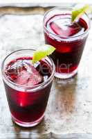 Two glasses of iced hibiscus tea