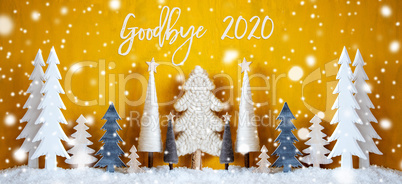 Banner, Christmas Trees, Snowflakes, Yellow Background, Goodbye 2020