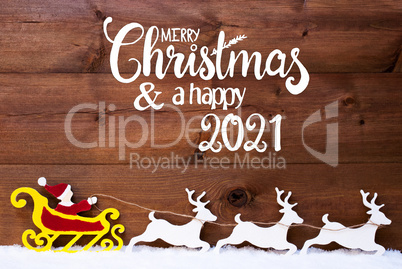 Ornament, Snow, Sleigh, Reindeers, Satna, Merry Christmas And Happy 2021