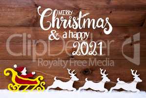 Ornament, Snow, Sleigh, Reindeers, Satna, Merry Christmas And Happy 2021
