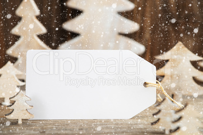 Christmas Tree, Label With Copy Space, Snowflakes