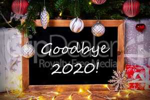 Chalkboard, Tree, Gift, Fairy Lights, Text Goodbye 2020