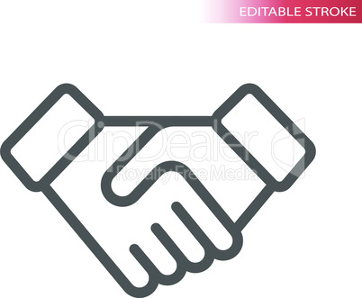 Handshake simple thin line vector icon