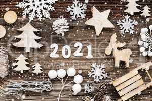 Rustic Wooden Christmas Decoration, 2021, Seld And Tree,Snowflakes