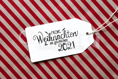 Red Wrapping Paper, Label, Glueckliches 2021 Means Happy 2021