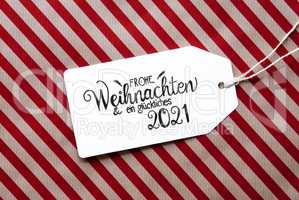 Red Wrapping Paper, Label, Glueckliches 2021 Means Happy 2021