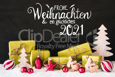 Snow, Gift, Tree, Ball, Glueckliches 2021 Means Happy 2021