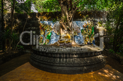 colorful place with sculptures in temple