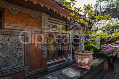 wooden buildings with bonsai