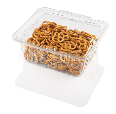 crackers in a transparent plastic container