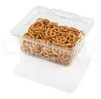 crackers in a transparent plastic container