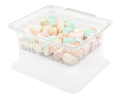 marshmallow candy in a plastic container