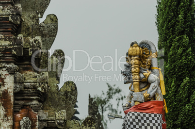 colorful figures of temple in bali