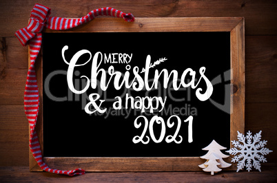 Chalkboard, Christmas Decoration, Tree, Merry Christmas And A Happy 2021