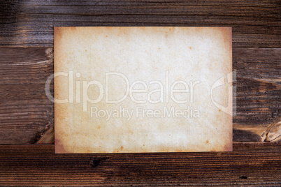 Old White Parchment Paper, Copy Space, Wooden Background