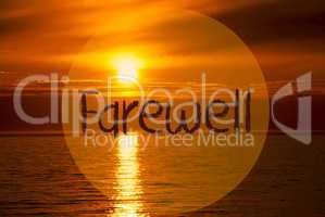 Romantic Ocean Sunset, Sunrise, English Text Farewell