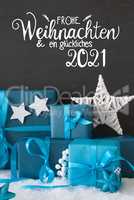 Turquois Gift, Snow, Glueckliches 2021 Means Happy 2021, Star