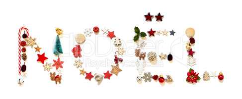 Colorful Christmas Decoration Letter Building Word Noel Means Christmas