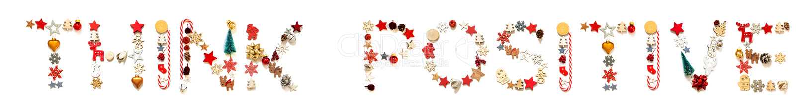 Colorful Christmas Decoration Letter Building Word Think Positive
