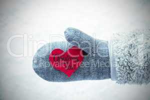 Glove, Snow, Fleece, Red Heart, Merry Christmas And A Happy 2021