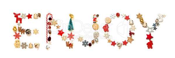 Colorful Christmas Decoration Letter Building Word Enjoy