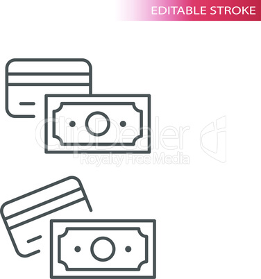 Cash and card payment line vector icon