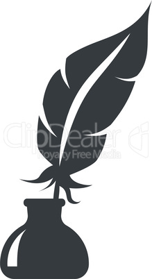 Bird feather in inkwell black vector icon