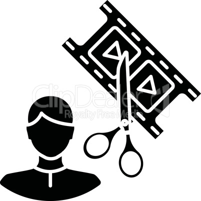 Film editor black glyph icon