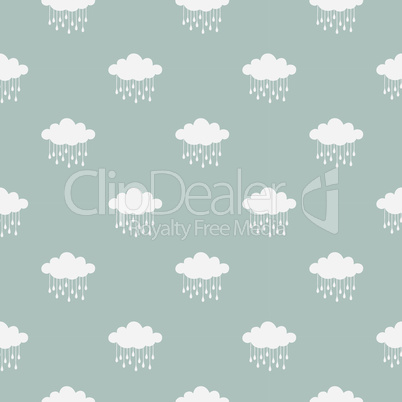 Clouds and rain drops vector seamless pattern