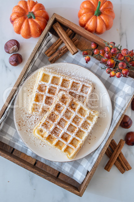 Gesunde glutenfreie Kürbis Waffeln