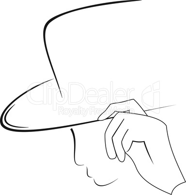 Hats contour and silhouette of the hand
