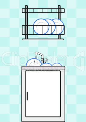 Sink and stand with plates