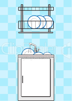 Sink and stand with plates