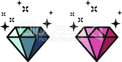 Blue and pink diamond vector icon