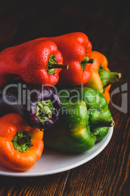 Fresh bell peppers on plate