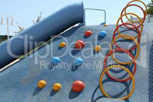 Colorful playground on yard in the park