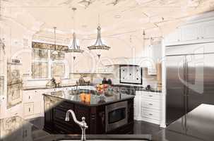 Beautiful Custom Kitchen Design Drawing Cross Section Into Finis