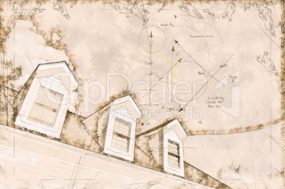 Artist Rendering Sketch of Residential Roof and Dormers