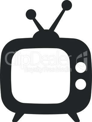 Retro tv set black vector icon