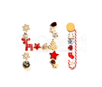 Colorful Christmas Decoration Letter Building Word Hi