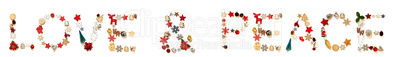 Colorful Christmas Decoration Letter Building Word Love And Peace