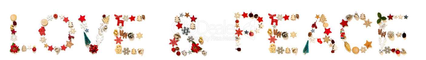 Colorful Christmas Decoration Letter Building Word Love And Peace
