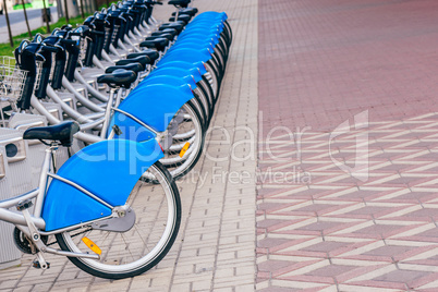 Parked Bicycles on Rental Station.