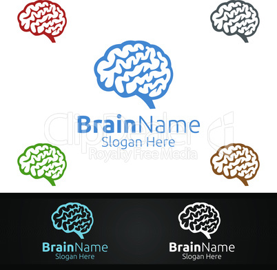 Brain Technology Logo with Think Idea Concept Design