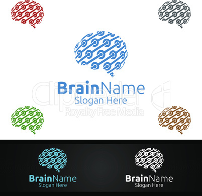 Brain Technology Logo with Think Idea Concept Design